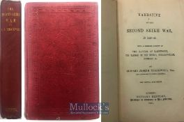 India & Punjab - Rare First edition of Narrative of the Second Sikh War in 1848-49 with a detailed