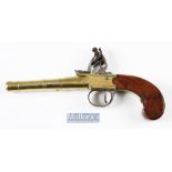 19th century Dealtry of London .45 Bore Cannon Barrel Flintlock Pocket Pistol signed to sides