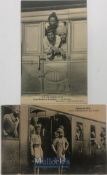 India & Punjab – Sikh Soldiers on Train two vintage original antique printed WWI postcards of a Sikh