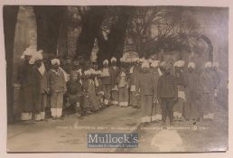 India – WWI Original real photo postcard of Indian wounded soldiers in pavilion grounds at Brighton.