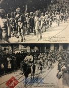 India & Punjab – Sikh Military Band heading to Front in WWI Postcards two original vintage First