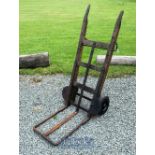 Vintage Early 20th century Porter's Barrow Truck of wooden and metal construction, height 122cm, one
