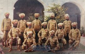 India & Punjab – Sikh Native Officers original antique WWI postcard showing Sikhs officers of the