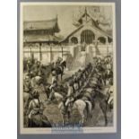 India / Burma - Reception of General Roberts in Mandalay Original Engraving by A Forestier after a