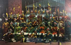 India & Punjab – Indian Regimental Officer original antique WWI postcard showing various Indian