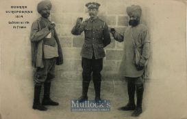 India & Punjab – Sikh, Hindu & French Officers original vintage postcard of Sikhs Officer having a