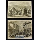 India & Punjab - Two original engravings after W. Carpenter 'Street and Bazaar Peshwur' 1858 25x19cm