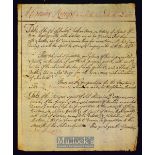 C.1780 Manuscript Medical Receipt entitled ‘A Genuine Receipt to make the true Eau de Luce’ an