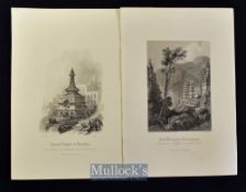 India - c1860 Fourteen steel engravings depicting various scenes such as Exterior of Hindoo
