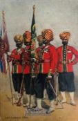India & Punjab – 15th Ludhiana Sikhs Postcard original vintage postcard of Sikhs Officers of the