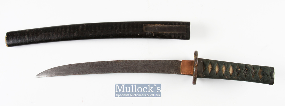 19th / 20th century Japanese Tanto Dagger Sword unsigned, with 31cm blade with copper habaki and - Image 2 of 3