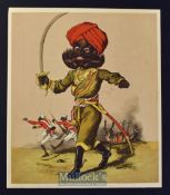 India - Sikh Cavalryman Original Lithograph of enraged Sikh Cavalryman chasing sepoys, having lost