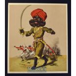 India - Sikh Cavalryman Original Lithograph of enraged Sikh Cavalryman chasing sepoys, having lost