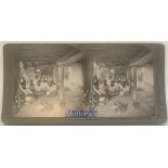 India – WWI Original stereo view real photo Sikhs singing a religious chant in a French barn -