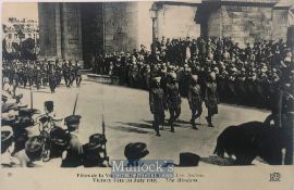 India & Punjab – Victory Parade of Sikh Officers original antique WWI postcard showing 4 Sikh Troops