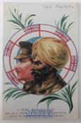 India & Punjab – Sikh & British Officer original WWI postcard showing a Sikh and British Officer,