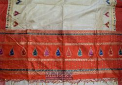 India – C1960s Sari in Silk beautifully designed featuring heart shaped designs, with golden