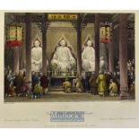 China - 1843 Great Temple at Henan, Canton coloured engraving drawn by T. Allom measures 25x20cm