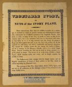 C.1830 Broadside ‘Vegetable Ivory or Nuts of the Ivory Plant’ A. Shand, London printers, a
