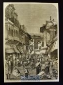 India - The Main Street of Agra original engraving 1858 probably after W. Carpenter with a brief