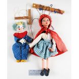 Two Pelham Puppets Little Red Riding Hood and a Clown both unboxed, Little Red Riding Hood unmarked.