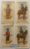 India - Collection of 4x original British Indian army Cigarette cards showing regiments Sepoy 26th