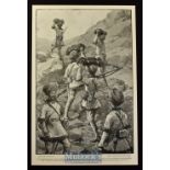 India & Punjab - A Night Picket Going on Duty original illustration 1898 by J. Nash R.I. shows the