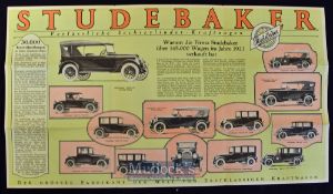 Motoring - Studebaker Cars, 1923 Catalogue An impressive fold out catalogue illustrating and