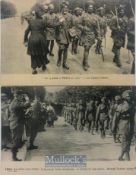 India & Punjab – Sikhs Soldiers Marching in France two original antique WWI postcards showing a Sikh