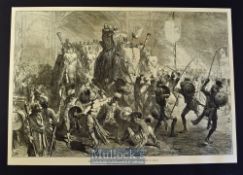 India - War Dance of the Nagas - Arrival of the Prince of Wales at Jeypore original double page