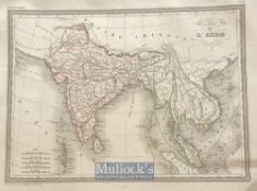 Map of the India & the Chinese Empire steel engraved and hand coloured. c1846 Dimensions: 39 x 29.