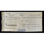 Exchequer Tally Receipt 1827 - Being for £13s made out to Edward Bates who was secretary to the