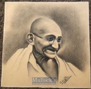 Detailed portrait study of Mahatma Mohandas Karamchand Gandhi c1940s an Indian lawyer, anti-colonial