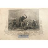 India - The Siege of Mooltan original steel engraving c1850s The houdah of Mulrajs elephant stuck