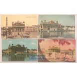 India - Original postcards (4) views of the Sikhs holiest shrines golden temple Amritsar, Punjab.
