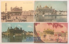 India - Original postcards (4) views of the Sikhs holiest shrines golden temple Amritsar, Punjab.