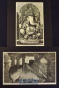 India - Ganesa a Hindoo Idol and Nandi the Sacred Bull of Siva original engravings 1858 from