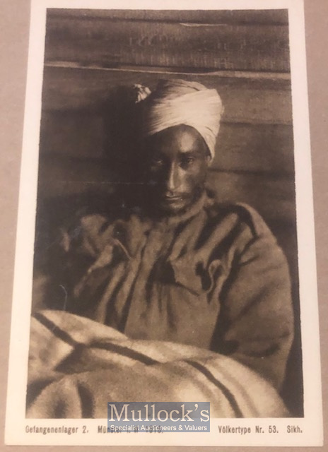 Rare Original Postcard of Sikh prisoners -WWI German propaganda postcard of A captured Sikh
