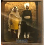 Original Glass slide of a native Sikh couple Amritsar, Punjab. c1900s