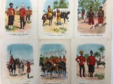 India & Punjab – Sikh Regimental Military chromolithograph Prints a set of six antique prints of