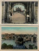 India & Punjab – Golden Temple, Amritsar two original antique colour tinted postcards showing the