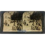 India & Punjab – Courtyard Of Golden Temple Amritsar antique stereo view photograph of pilgrims