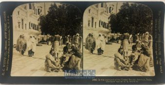 India & Punjab – Courtyard Of Golden Temple Amritsar antique stereo view photograph of pilgrims