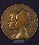 Nurse Edith Cavell And Marie Depage 1915 Large Medallion Obverse Portraits of Nurse Edith Cavell and