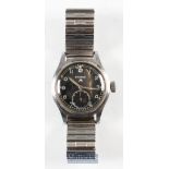 1940s WWII Eterna W.W.W. 'Dirty Dozen' Military Wrist Watch with Arabic numeral hourly markers