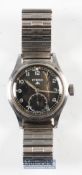 1940s WWII Eterna W.W.W. 'Dirty Dozen' Military Wrist Watch with Arabic numeral hourly markers