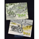 BSA 250 C.C. MODELS Trade Catalogues 1952 To include a 4 page Sales Catalogue, illustrating and