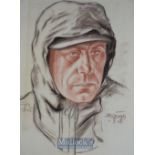 WWII Original Artwork Roman Zenzinger - of a German Soldier displaying a fine portrait, painted in