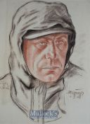 WWII Original Artwork Roman Zenzinger - of a German Soldier displaying a fine portrait, painted in