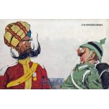 India & Punjab – Sikh German Officer WWI Postcard - an original vintage humour WWI military postcard